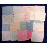 Football Autographs, collection of 22 autograph album pages, mid to late 1950's, each with a varying