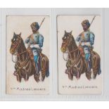 Cigarette cards, Drapkin & Millhoff, Colonial Troops, two type cards, both 4th Madras Lancers,