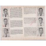 Cricket autographs, South African Touring Test Team 1960, the 1960 Tour Official Souvenir brochure