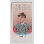 Cigarette card, Kinnear's, Jockeys (Different), small caption, type card, 'Watts' (gd) (1)
