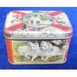 Collectables tins, scarce Hudson Scotts sample tin circa 1870 decorated with dogs and flowers,