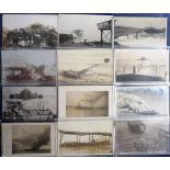 Postcards, a collection of 12 RP cards of wrecked Piers inc. Southend (2), Morecambe, Hastings,