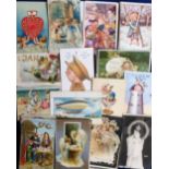 Postcards, a thematic assortment of approx 100 cards inc. novelties, (noted mechanical/revolving