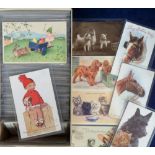 Postcards, Thematic assortment, inc. cats (RP's & artist-drawn) (approx 80), Dogs (approx 70),