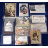 Tobacco advertising, USA, a collection of 11 trade cards, postcards & redemption certificates
