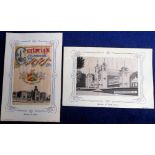 Postcards, Woven silks, 2 E.H. Grant published silks of the Bradford Exhibition 1904 showing The