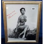 Entertainment autograph, Cyd Charisse, b/w photo showing Cyd in leopard print bikini signed in red