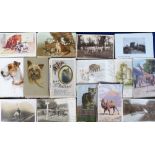 Postcards, Animal selection, inc. dogs, with some artist-drawn, (approx 40), cats (28) also wild