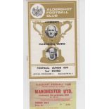 Football programme & match ticket, Aldershot v Manchester Utd, League Cup 9 Sep 1970, match