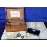 Collectables, to include small wooden box with label to underside of lid 'Orme & Sons Billiard Table