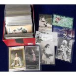 Postcards, a collection of approx 300 cards inc. German greetings, Pretty Girls, printed and RP's (
