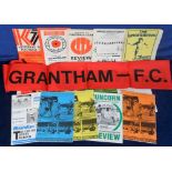 Football, Grantham Town, a club silk scarf produced by Coffer, circa 1970, red background with red