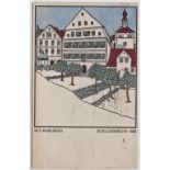 Postcard, Wiener Werkstatte, Vienna Workshop, Alt-Karlsbad, Schlossbrunn 1825, No 206 probably by