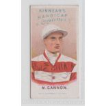 Cigarette card, Kinnear's, Jockeys (Different), small caption, type card, 'M. Cannon' (gd)
