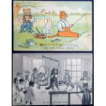 Postcards, Louis Wain Cats, 'The Fishermen's Dream' published by Davidson Bros Series 6092 (pu 1907)