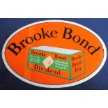 Advertising, oval glass Brooke Bond shop advertising sign (approx 38.5 x 26 cms) (gd)