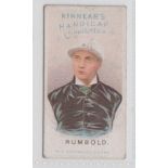 Cigarette card, Kinnear's, Jockeys (Different), small caption, type card, 'Rumbold' (gd) (1)