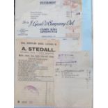 Ephemera, a large collection of invoices, letterheads and other documents, late 1890s onwards,