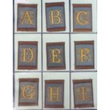 Tobacco silks, Turmac, Illustrated Initials, (26 silks, 25 light blue on brown and one light blue on