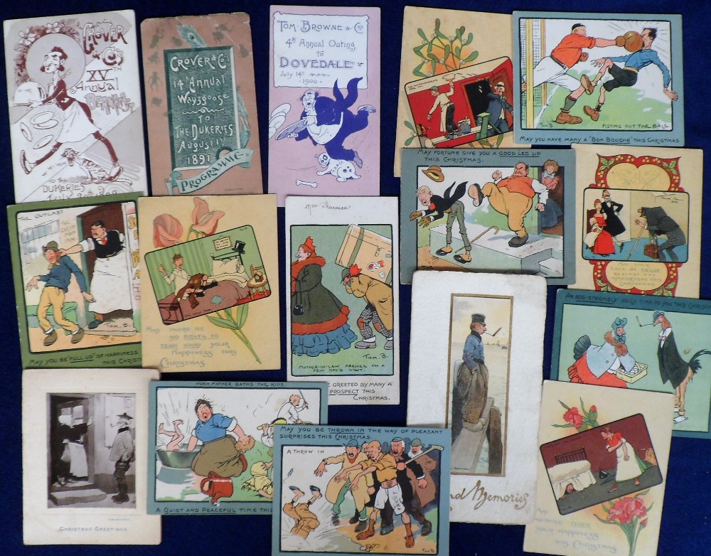 Ephemera, a good Tom Browne illustrated selection of approx. 13 Greetings cards and 31 illustrated
