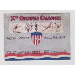 Olympics, Los Angeles, 1932, original, fold-out lettercard with images of action scenes & world