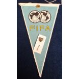 Football, World Cup Mexico 1970, FIFA pennant with FIFA badge attached, sold with separate FIFA