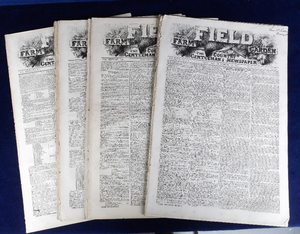 Newspapers, 8 editions of 'The Field' all dated 1865, The Field was recognised as the Country
