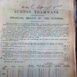 Transport, Trams, a large ledger relating to trams, in particular Burton Tramways, packed with