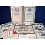 Scripophily, 15 18th/19th C transport related share certificates (2 framed and glazed) to include '