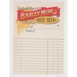 Brewery Invoice, Taylor Walker & Co of London, Barley Mow Prize Beer's invoice, printed in the