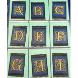 Tobacco silks, Turmac, Illustrated Initials, (26 silks, 25 dark blue on black and one light blue