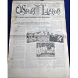 Football, Benfica 1914, scarce newspaper 'O Sport Lisboa' dated 24 Oct 1914, large format issue