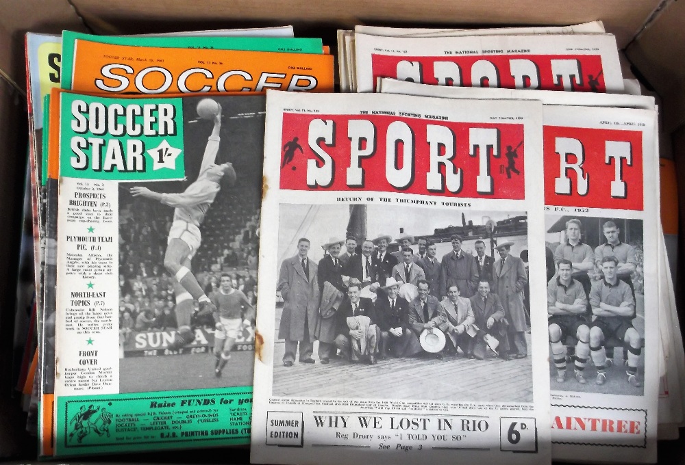 Football magazines, collection of 130+ magazines 1940s to 1980s, various titles inc. Soccer Star,