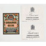 Advertising labels, 3 Fortnum & Mason drinks labels, printed by Fell & Bryant of Croydon. Orange