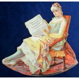 Tobacco advertising, USA, Duke & Sons, diecut advertising card showing beauty in rocking chair