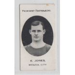 Cigarette card, Taddy, Prominent Footballers (London Mixture), Bristol City, type card, E. Jones (