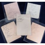 Football Autographs, selection of five 1930s signed album pages, Leeds United 1934/5 (9 signatures),