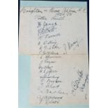 Football Autographs, Brighton & Hove Albion, 1934/5, 2 signed clipped pieces laid down on blue