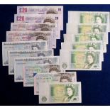 GB Banknotes, four £20 banknotes including two consecutive numbers DD40 460957 & DD40 4609958 (