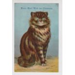 Postcard, Louis Wain, Cats, published Empire Series London, 'Every Kind Wish for Christmas' (album