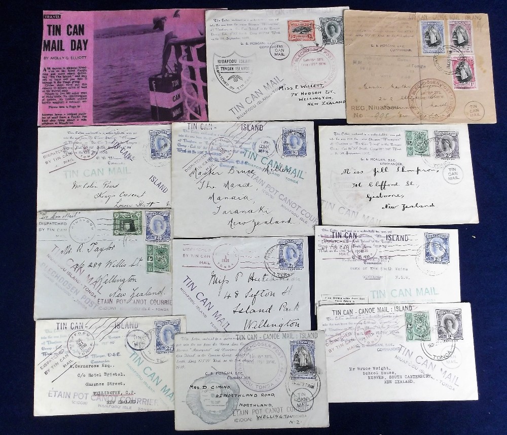 Postal History, Tin Can Mail, Tonga, Niuafoou, collection of 11 covers, all from the 1930s and