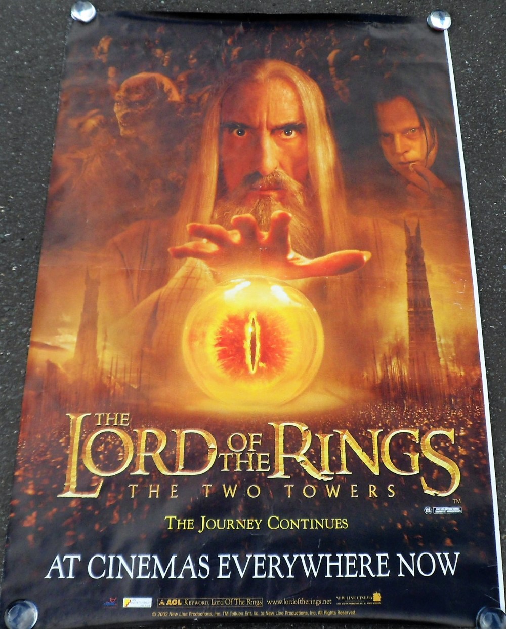 Film Poster. A large format original double sided cinema poster for The Lord of The Rings The two