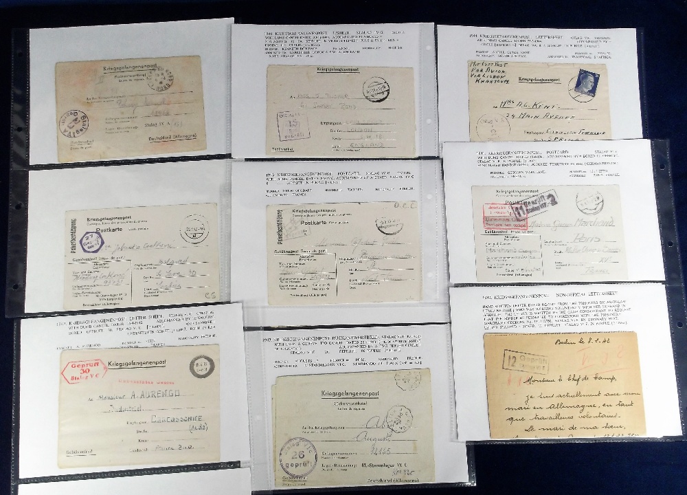 Postal History, Nazi Germany Prisoner of War mail, collection of 16 postcards and letter sheets