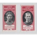 Cigarette Cards, Lees, Northampton Town Football Club, 2 type cards, nos. 301 (vg) & 302 (possible