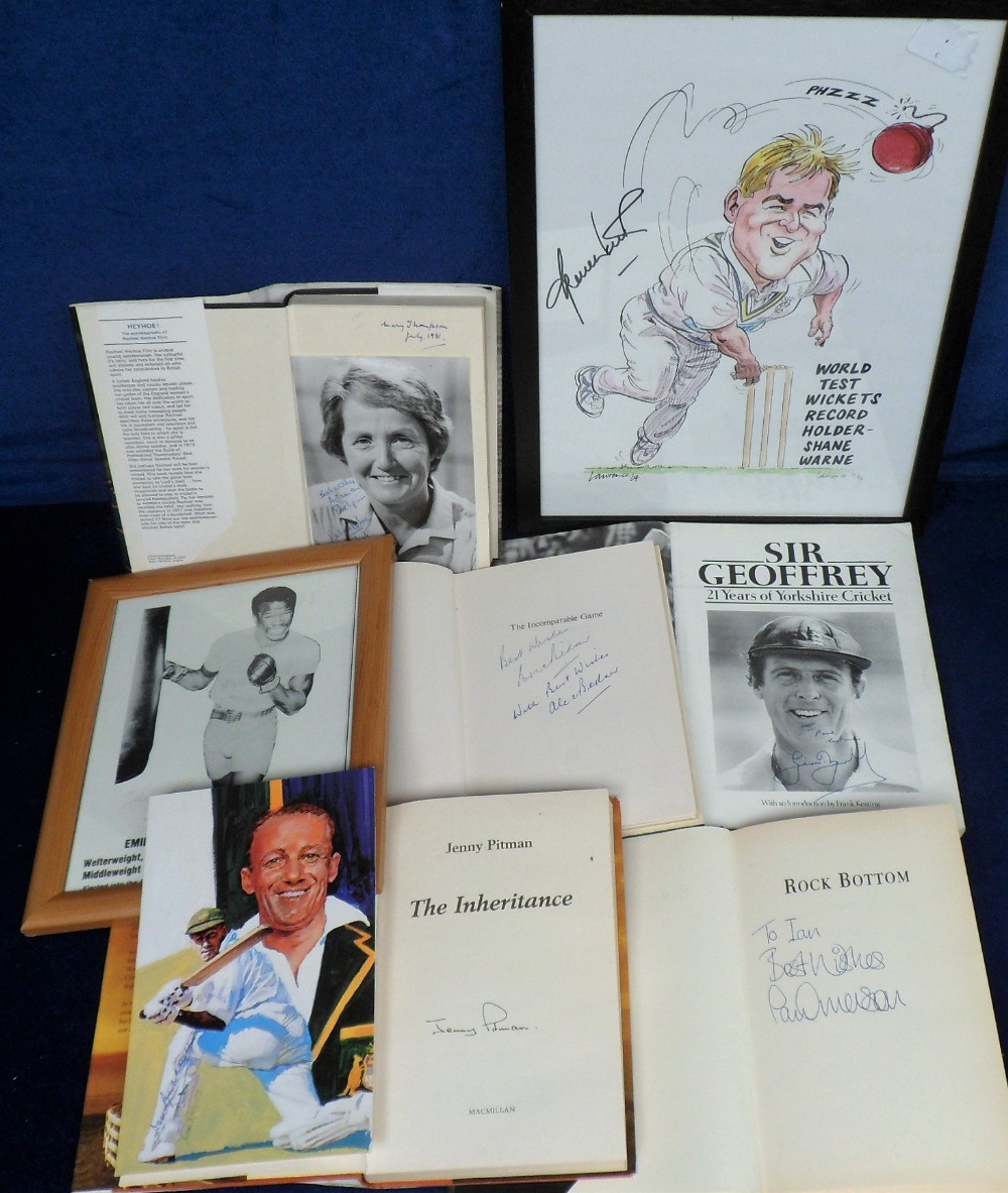 Sporting Autographs, a selection including Cricket, Don Bradman Australia, a signed 6" x 9" coloured