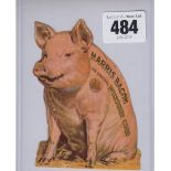 Trade Card, Harris (Calne) Ltd., die-cut advertising card in the shape of a pig with advert for