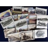 Postcards, Railways, a mixed selection inc colour printed cards of trains and engines, published
