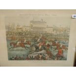 Horse Racing, a pair of Ackermann's steeple chase prints with hand coloured images for Worcester