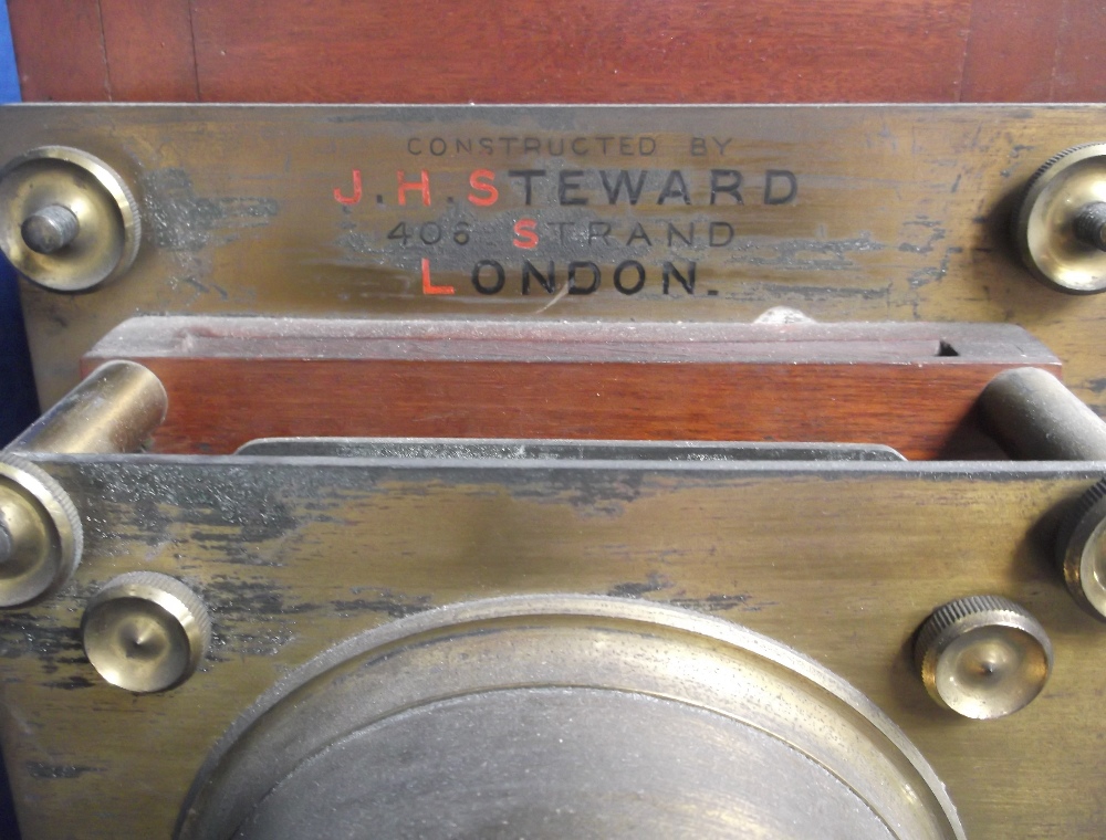 Magic Lantern. A mahogany and brass J.H. Steward (406 The Strand London) Magic Lantern wired for - Image 2 of 3