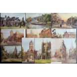 Postcards, artist-drawn, a collection of 57 cards by W Matthison, all of Oxford City and Colleges,